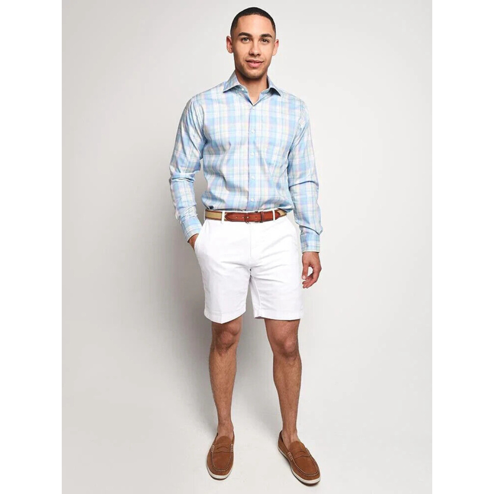 Peter Millar Crown Ease Medium Button Front Shirt Plaid Long Sleeve Blue Pastel - Picture 15 of 16